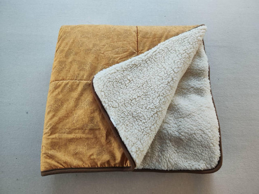 Úžitkový textil - Vlnienka Deka /prikrývka trojvrstvová 100% ovčie rúno BARANČEK ELEGANT Lístočky Vetvičky horčicové - 16150217_