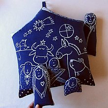 Detský textil - BETLÉM - modrotiskový polštář - 16151596_