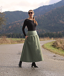 Sukne - Dlhá zelená sukňa minipepitko - 16150251_