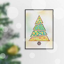 Grafika - Nielen vianočný stromček geometrický (šesťuholníky A4) - 16152911_