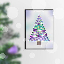 Grafika - Nielen vianočný stromček geometrický (štvorce A4) - 16152912_