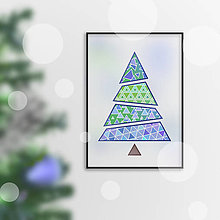 Grafika - Nielen vianočný stromček geometrický (trojuholníky A4) - 16152913_