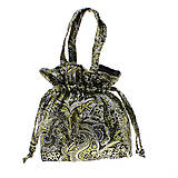 Kabelky - Spoločenská brokátová kabelka černo zlatá so sťahovacou šnúrkou - 16156515_