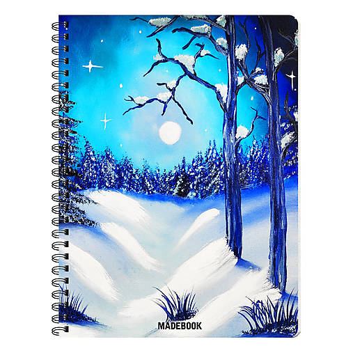 Papiernictvo - MADEBOOK špirálový zošit A5 - OBRAZ zima - 16153876_