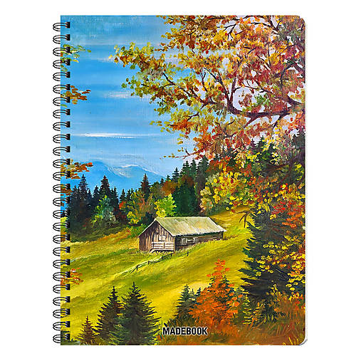 Papiernictvo - MADEBOOK špirálový zošit A5 - OBRAZ chata - 16153893_