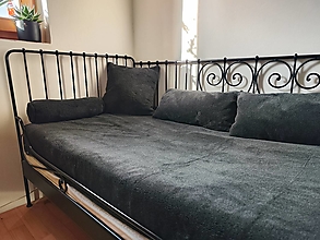 Textil - VLNIENKA  prikrývka na posteľ prehoz na gauč  VELVET acryl Black Velvet Antracit - 16153581_