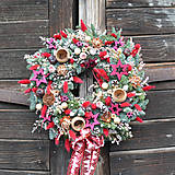Dekorácie - Vianočný veniec na dvere so svetielkami - 16153900_