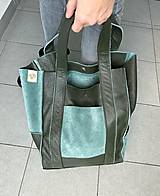 Veľké tašky - ZELENÁ kožená shopper kabelka - 16154933_