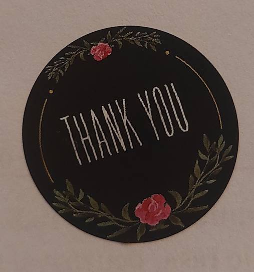 Papier - Čierna nálepka thank you - 16156095_