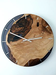 Hodiny - Nástenné hodiny orechové masívne drevo, epoxidové. - 16155538_
