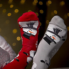Ponožky, pančuchy, obuv - (V06) Ponožky vianoční snehuliaci - 16156859_