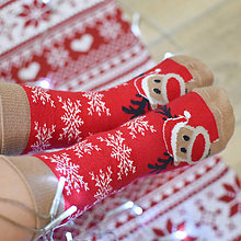 Ponožky, pančuchy, obuv - (Vd05) DETSKÉ Ponožky vianočný sob - 16156876_