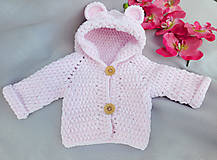 Detské oblečenie - Háčkovaná bunda pre bábätko s kapucňou a uškami - 16153991_
