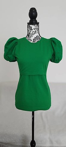 Topy, tričká, tielka - Tričko s madierovými rukávmi na dojčenie (S - Zelená) - 16153510_