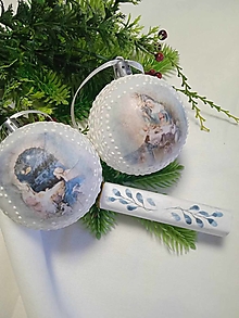 Dekorácie - Vianočné gule v darčekovom balení-svätá rodinka - 16155055_
