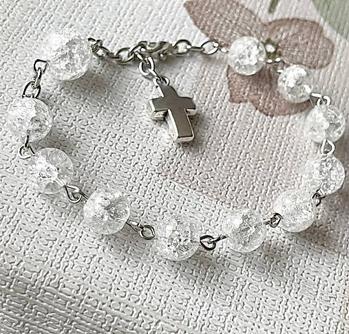 Cracked Crystal Quartz Rosary Bracelet / Ruženec do auta alebo náramok s praskaným krištáľom N0017