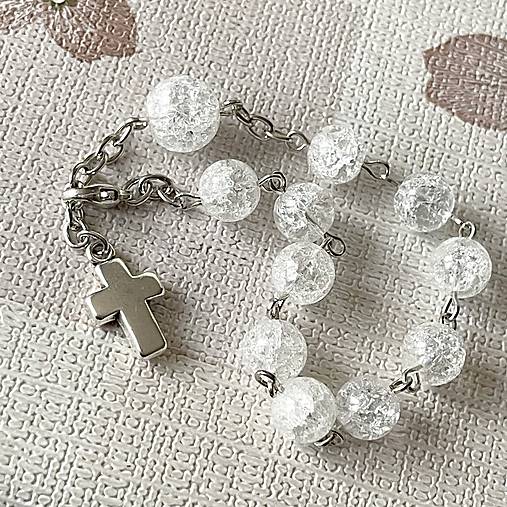 Cracked Crystal Quartz Rosary Bracelet / Ruženec do auta alebo náramok s praskaným krištáľom N0017