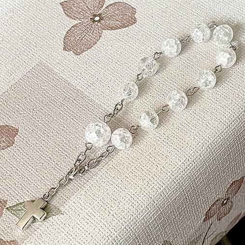 Cracked Crystal Quartz Rosary Bracelet / Ruženec do auta alebo náramok s praskaným krištáľom N0017