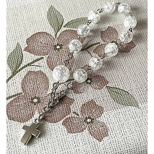 Cracked Crystal Quartz Rosary Bracelet / Ruženec do auta alebo náramok s praskaným krištáľom N0017