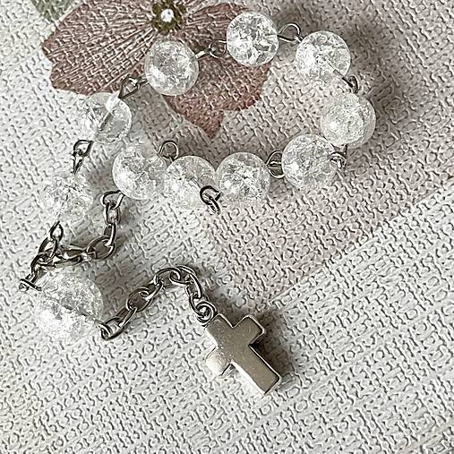 Cracked Crystal Quartz Rosary Bracelet / Ruženec do auta alebo náramok s praskaným krištáľom N0017