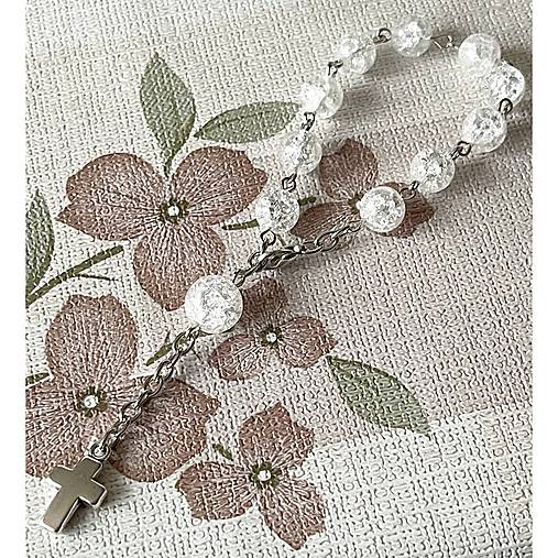 Cracked Crystal Quartz Rosary Bracelet / Ruženec do auta alebo náramok s praskaným krištáľom N0017