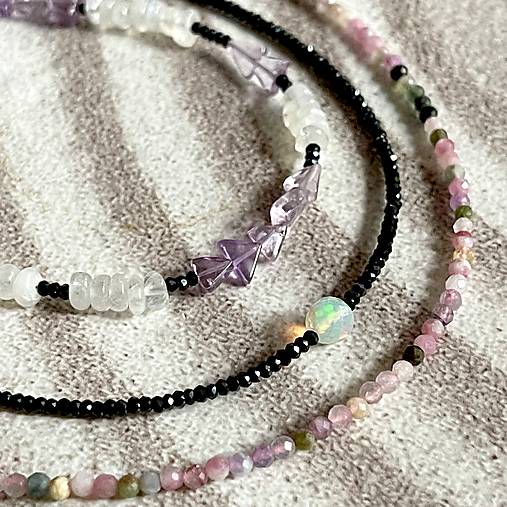 Luxury Tourmaline Necklace Stainless Steel / Náhrdelník turmalín, oceľ A101