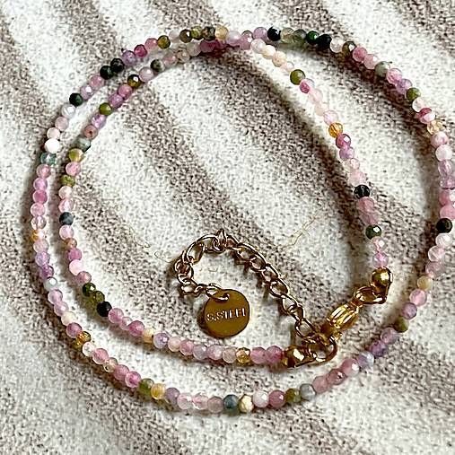 Luxury Tourmaline Necklace Stainless Steel / Náhrdelník turmalín, oceľ A101