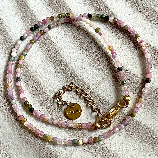 Luxury Tourmaline Necklace Stainless Steel / Náhrdelník turmalín, oceľ A101