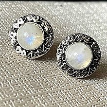 Náušnice - Vintage Moonstone Stud Earrings / Náušnice s mes.kameňom N0004 - 16158676_