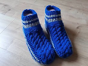 Ponožky, pančuchy, obuv - Pletené domáce papučky - pánske - 16158459_
