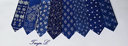Pánske doplnky - kravata folk "modrotlač" rôzne varianty (8.) - 16159227_