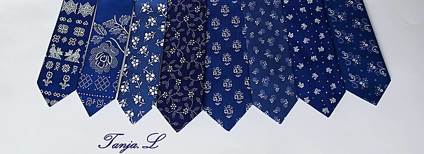 Pánske doplnky - kravata folk "modrotlač" rôzne varianty - 16159227_