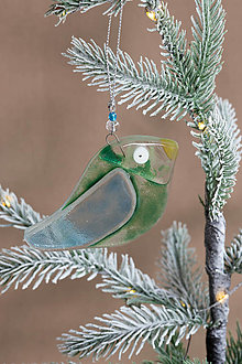 Dekorácie - Zeleno-modrý vtáčik - 16160125_