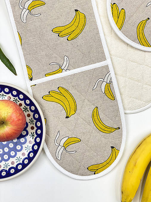 Úžitkový textil - Kuchynská Chňapka BANÁN Set Obojručná - 16159933_