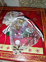 Úžitkový textil - Vianočné organzové vrecko - darčekové balenie (Biela - malé vrecko 8x9 cm) - 16157932_