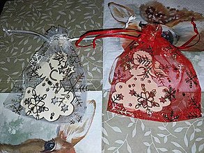 Úžitkový textil - Vianočné organzové vrecko - darčekové balenie - 16157924_