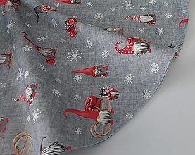 Úžitkový textil - Vianočný okrúhly obrus,,trpaslíci na šedo-modrej" - 16162466_