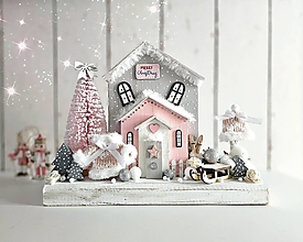 Dekorácie - Drevený domček ,,Winter Time,, - 16161576_