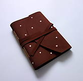 Papiernictvo - Kožený fotoalbum A5/A4 nubuk čokoládová srdiečka - 16161386_