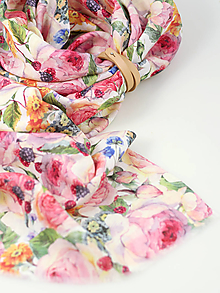 Šatky - Elegantná dámska šatka z exkluzívneho premium kvetinového 100% ľanu "Venus" - 16161338_