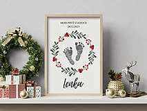  - Vianočný personalizovaný plagát s detskými odtlačkami - prvé Vianoce - 16160598_