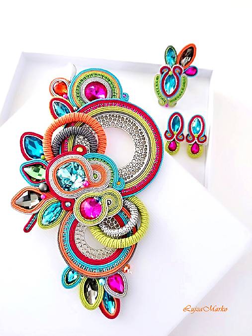 Brošne - Luciana - luxusná soutache sada v darčekovom balení  - 16162431_