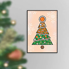 Grafika - Abstraktný vianočný stromček s líniami geometrický (šesťuholníky A3) - 16162024_