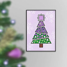 Grafika - Abstraktný vianočný stromček s líniami geometrický (štvorce A3) - 16162026_