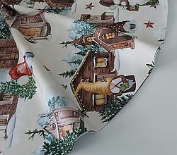 Úžitkový textil - Vianočný okrúhly obrus,,kostolíky,domčeky"" - 16163862_