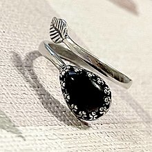 Prstene - Teardrop Onyx AG925 Ring / Strieborný prsteň v tvare slzy s ónyxom E001 - 16166085_
