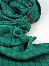 Šatky - Veľká dámska elegantná šatka zo smaragdovozeleného ľanu "Emerald" - 16166725_