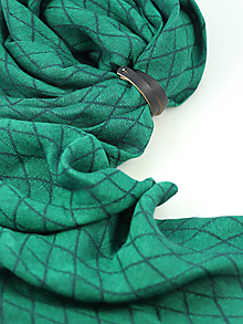 Šatky - Veľká dámska elegantná šatka zo smaragdovozeleného ľanu "Emerald" - 16166722_