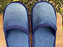 Ponožky, pančuchy, obuv - Veľké modré riflové papuče - 16163705_