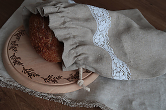Úžitkový textil - Ľanové vrecko na chlieb - 16164493_